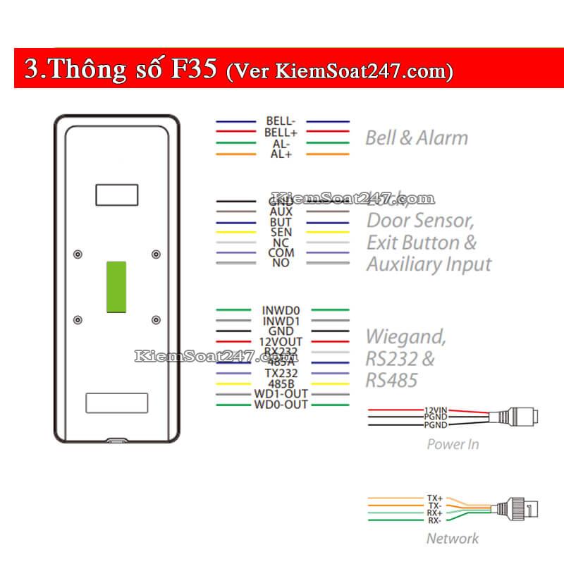 Standalone Access Control F35 may cham cong van tay the tu mat khau 5