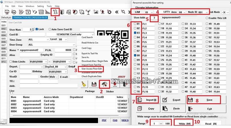 phân tầng thang máy lift control 701 client