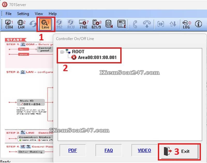 kiểm tra kết nối thiết bị line 701 Sever