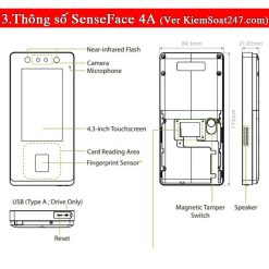 Standalone Access Control SenseFace 4A Kkuon mat may cham cong van tay the tu mat khau 2